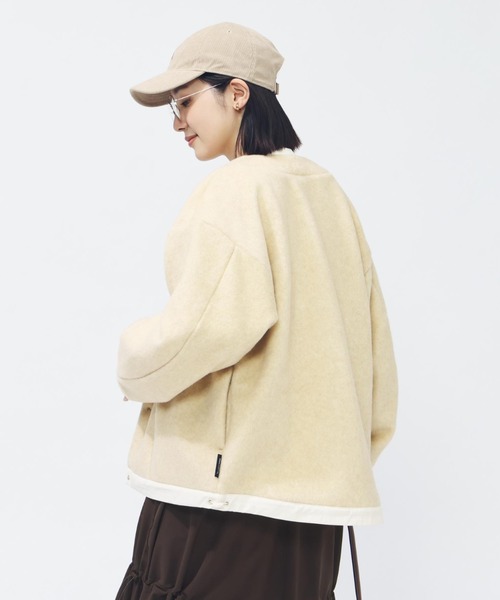 adidas(アディダス)の「【別注】アディダス adidas ラックスフロー オールデイズ ルーズフィット シャギー ニット カーディガ 限定コラボ(カーディガン/ボレロ・レディース・ベージュ/グレー・M/L/S/XL)」の5枚目の写真
