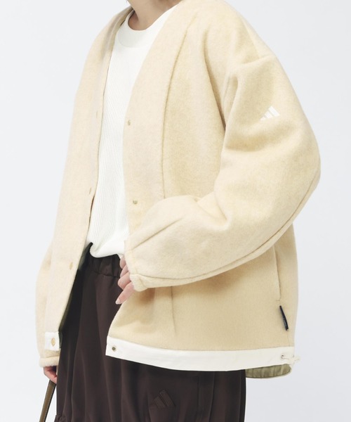 adidas(アディダス)の「【別注】アディダス adidas ラックスフロー オールデイズ ルーズフィット シャギー ニット カーディガ 限定コラボ(カーディガン/ボレロ・レディース・ベージュ/グレー・M/L/S/XL)」の3枚目の写真