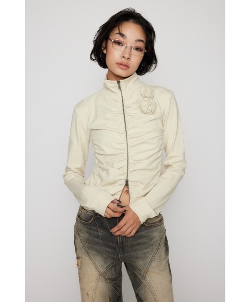 本日で出品終了‼️LAGUA GEM EYELET ZIP CUT トップス LAGUA GEM | EYELET ZIP CUT トップス (Tシャツ・カットソー(長袖