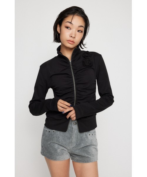 LAGUA GEM（ラグアジェム）の「FRONT ZIP GATHER トップス（Tシャツ/カットソー・レディース・杢グレー/アイボリー/ブラック・FREE）」の17枚目の写真