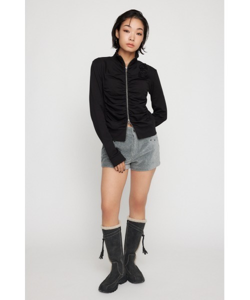 LAGUA GEM（ラグアジェム）の「FRONT ZIP GATHER トップス（Tシャツ/カットソー・レディース・杢グレー/アイボリー/ブラック・FREE）」の22枚目の写真