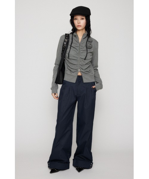 LAGUA GEM（ラグアジェム）の「FRONT ZIP GATHER トップス（Tシャツ/カットソー・レディース・杢グレー/アイボリー/ブラック・FREE）」の8枚目の写真