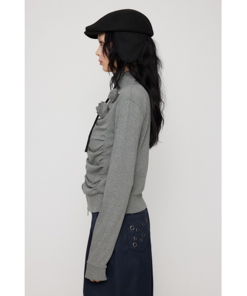 LAGUA GEM（ラグアジェム）の「FRONT ZIP GATHER トップス（Tシャツ/カットソー・レディース・杢グレー/アイボリー/ブラック・FREE）」の11枚目の写真