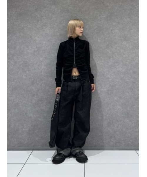 LAGUA GEM FRONT ZIP GATHER トップス LAGUA GEM | FRONT ZIP GATHER トップス (Tシャツ・カットソー(長袖