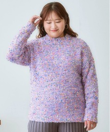 <大きいサイズ>ポコポコネップ入カラフルニットプルオーバー