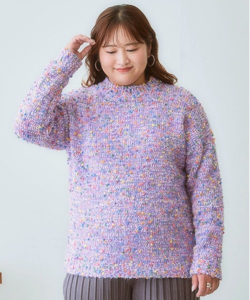SMILE LAND（スマイルランド）の「＜大きいサイズ＞ポコポコネップ入カラフルニットプルオーバー（ニット/セーター・レディース・ラベンダー/ブラック系/オートミール・5L/4L/3L/LL/L）」の3枚目の写真