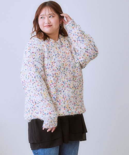 SMILE LAND（スマイルランド）の「＜大きいサイズ＞ポコポコネップ入カラフルニットプルオーバー（ニット/セーター・レディース・ラベンダー/ブラック系/オートミール・5L/4L/3L/LL/L）」の9枚目の写真