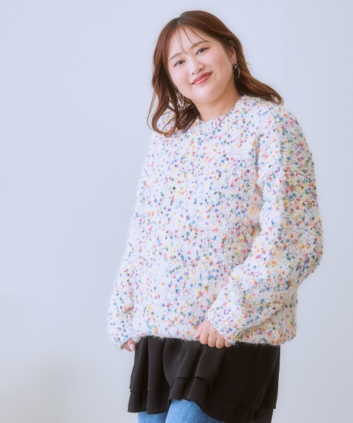 SMILE LAND（スマイルランド）の「＜大きいサイズ＞ポコポコネップ入カラフルニットプルオーバー（ニット/セーター・レディース・ラベンダー/ブラック系/オートミール・5L/4L/3L/LL/L）」の10枚目の写真