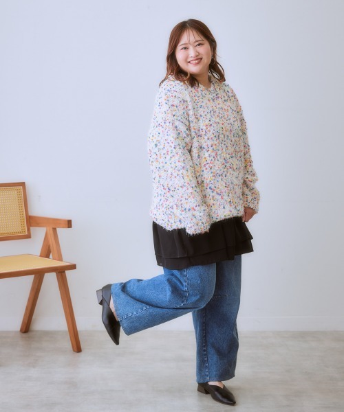 SMILE LAND（スマイルランド）の「＜大きいサイズ＞ポコポコネップ入カラフルニットプルオーバー（ニット/セーター・レディース・ラベンダー/ブラック系/オートミール・5L/4L/3L/LL/L）」の11枚目の写真