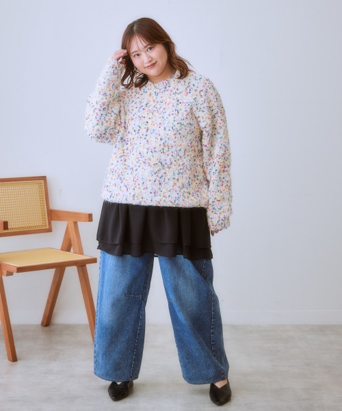 SMILE LAND（スマイルランド）の「＜大きいサイズ＞ポコポコネップ入カラフルニットプルオーバー（ニット/セーター・レディース・ラベンダー/ブラック系/オートミール・5L/4L/3L/LL/L）」の12枚目の写真