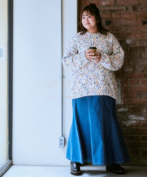 SMILE LAND（スマイルランド）の「＜大きいサイズ＞ポコポコネップ入カラフルニットプルオーバー（ニット/セーター・レディース・ラベンダー/ブラック系/オートミール・5L/4L/3L/LL/L）」の14枚目の写真