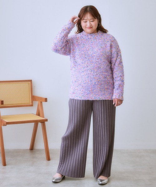 SMILE LAND（スマイルランド）の「＜大きいサイズ＞ポコポコネップ入カラフルニットプルオーバー（ニット/セーター・レディース・ラベンダー/ブラック系/オートミール・5L/4L/3L/LL/L）」の17枚目の写真