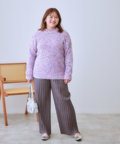 SMILE LAND（スマイルランド）の「＜大きいサイズ＞ポコポコネップ入カラフルニットプルオーバー（ニット/セーター・レディース・ラベンダー/ブラック系/オートミール・5L/4L/3L/LL/L）」の18枚目の写真