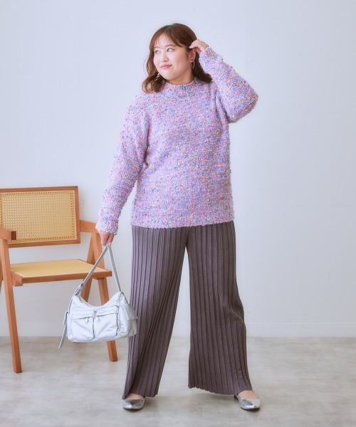 SMILE LAND（スマイルランド）の「＜大きいサイズ＞ポコポコネップ入カラフルニットプルオーバー（ニット/セーター・レディース・ラベンダー/ブラック系/オートミール・5L/4L/3L/LL/L）」の19枚目の写真
