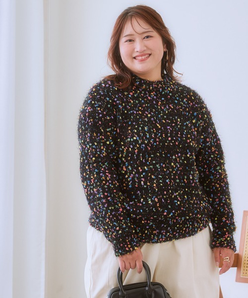 SMILE LAND（スマイルランド）の「＜大きいサイズ＞ポコポコネップ入カラフルニットプルオーバー（ニット/セーター・レディース・ラベンダー/ブラック系/オートミール・5L/4L/3L/LL/L）」の20枚目の写真