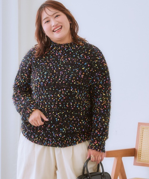 SMILE LAND（スマイルランド）の「＜大きいサイズ＞ポコポコネップ入カラフルニットプルオーバー（ニット/セーター・レディース・ラベンダー/ブラック系/オートミール・5L/4L/3L/LL/L）」の21枚目の写真