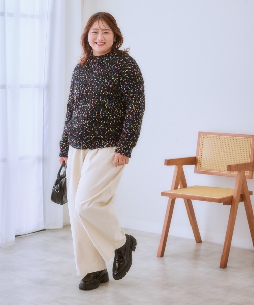 SMILE LAND（スマイルランド）の「＜大きいサイズ＞ポコポコネップ入カラフルニットプルオーバー（ニット/セーター・レディース・ラベンダー/ブラック系/オートミール・5L/4L/3L/LL/L）」の22枚目の写真