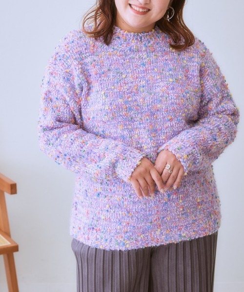 SMILE LAND（スマイルランド）の「＜大きいサイズ＞ポコポコネップ入カラフルニットプルオーバー（ニット/セーター・レディース・ラベンダー/ブラック系/オートミール・5L/4L/3L/LL/L）」の4枚目の写真