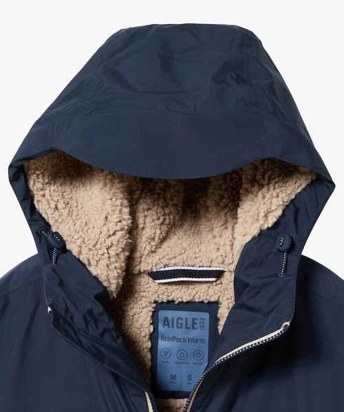 AIGLE(エーグル)の「【RainPack Warm】透湿防水 レインパックウォーム ボアロングジャケット(ダウンジャケット/コート・レディース・ブラック/モスグリーン/ダークネイビー/ピンク・XXL/L/S/M)」の15枚目の写真