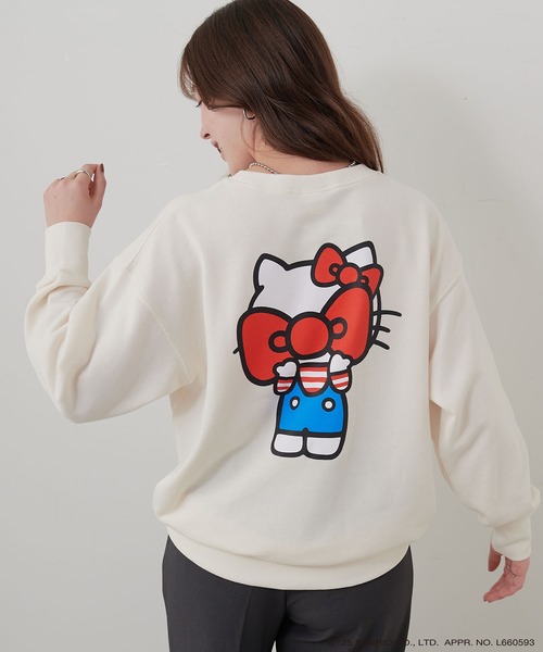 sanrio(サンリオ)の「【sanrio characters】HELLO KITTY/ハローキティ裏毛ドロップショルダープリントスウェットプルオーバー《サンリオキャラクターズ》(スウェット・レディース・ブラック/アイボリー・LL/L/M)」の18枚目の写真