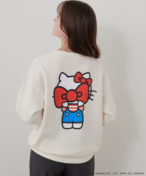 sanrio(サンリオ)の「【sanrio characters】HELLO KITTY/ハローキティ裏毛ドロップショルダープリントスウェットプルオーバー《サンリオキャラクターズ》(スウェット・レディース・ブラック/アイボリー・LL/L/M)」の20枚目の写真