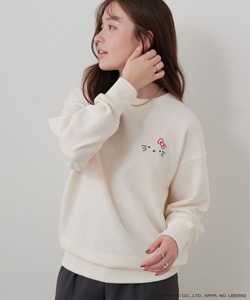 sanrio(サンリオ)の「【sanrio characters】HELLO KITTY/ハローキティ裏毛ドロップショルダープリントスウェットプルオーバー《サンリオキャラクターズ》(スウェット・レディース・ブラック/アイボリー・LL/L/M)」の17枚目の写真
