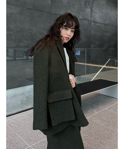 ELCHELE(エルチェレ)の「TAILORED PROM JACKET(テーラードジャケット・レディース・ダークウッド/モスグリーン・38/36)」の7枚目の写真