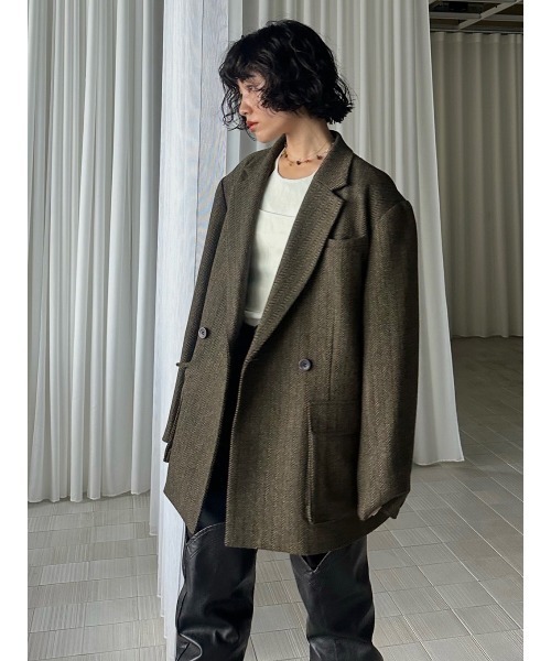 ELCHELE(エルチェレ)の「TAILORED PROM JACKET(テーラードジャケット・レディース・ダークウッド/モスグリーン・38/36)」の12枚目の写真