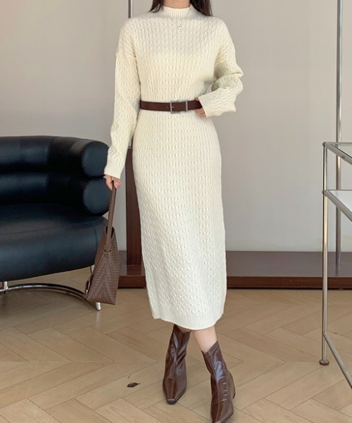 Aelina(エリナ)の「ニットワンピース(ワンピース・レディース・ブラック/アイボリー/グレー/ベージュ・F)」の20枚目の写真