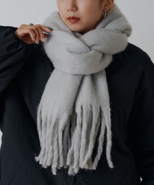 LOCALLY ウールマフラー ダークグレー セール】無地フェイクウールマフラー（マフラー）｜COLONY 2139
