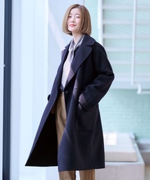 AOYAMA（アオヤマ）の「カシミヤの風合いの良さ、暖かさ、軽さを！【WEB限定】ガウン風リバーコート（ピーコート）」