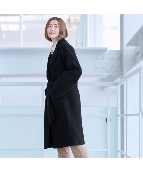 【極美品】ANTEPRIMA アンテプリマ　カシミヤ100% ウールリバーコート 美品 アンテプリマ ロングコート カシミヤ混 イタリア製 ブラック XL