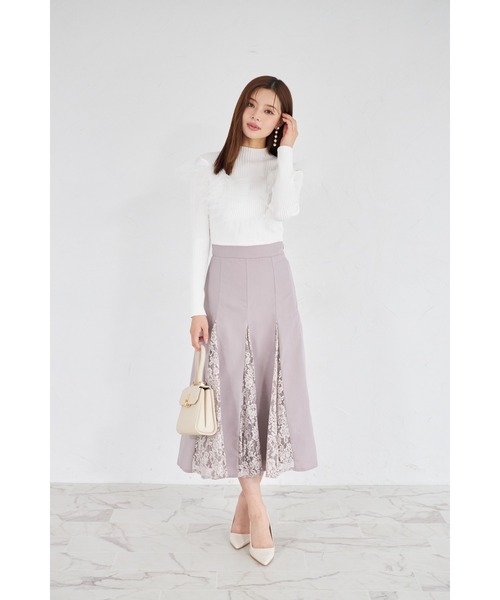 tocco closet(トッコ クローゼット)の「【ZOZO限定】プチハイネックチュールリブニットトップス(ニット/セーター・レディース・ブラック/オフホワイト/グレー・M)」の4枚目の写真