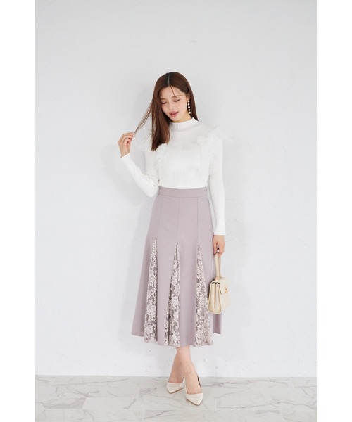 tocco closet(トッコ クローゼット)の「【ZOZO限定】プチハイネックチュールリブニットトップス(ニット/セーター・レディース・ブラック/オフホワイト/グレー・M)」の5枚目の写真
