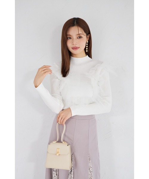 tocco closet(トッコ クローゼット)の「【ZOZO限定】プチハイネックチュールリブニットトップス(ニット/セーター・レディース・ブラック/オフホワイト/グレー・M)」の8枚目の写真