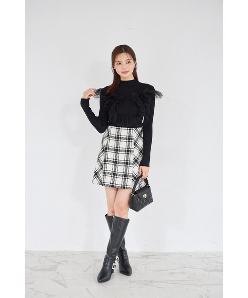 tocco closet(トッコ クローゼット)の「【ZOZO限定】プチハイネックチュールリブニットトップス(ニット/セーター・レディース・ブラック/オフホワイト/グレー・M)」の15枚目の写真