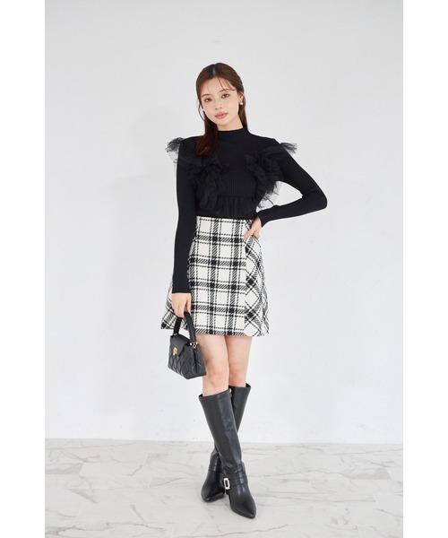 tocco closet(トッコ クローゼット)の「【ZOZO限定】プチハイネックチュールリブニットトップス(ニット/セーター・レディース・ブラック/オフホワイト/グレー・M)」の16枚目の写真