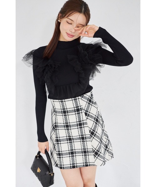 tocco closet(トッコ クローゼット)の「【ZOZO限定】プチハイネックチュールリブニットトップス(ニット/セーター・レディース・ブラック/オフホワイト/グレー・M)」の19枚目の写真