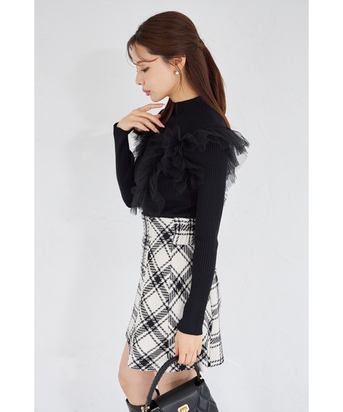 tocco closet(トッコ クローゼット)の「【ZOZO限定】プチハイネックチュールリブニットトップス(ニット/セーター・レディース・ブラック/オフホワイト/グレー・M)」の20枚目の写真