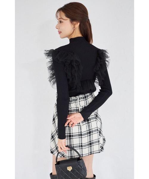 tocco closet(トッコ クローゼット)の「【ZOZO限定】プチハイネックチュールリブニットトップス(ニット/セーター・レディース・ブラック/オフホワイト/グレー・M)」の21枚目の写真