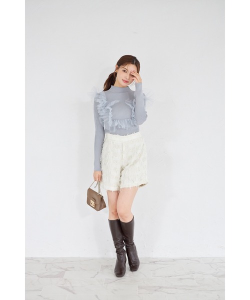 tocco closet(トッコ クローゼット)の「【ZOZO限定】プチハイネックチュールリブニットトップス(ニット/セーター・レディース・ブラック/オフホワイト/グレー・M)」の22枚目の写真