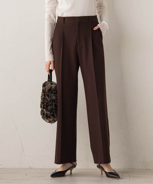 Droite lautreamont（ドロワットロートレアモン）の「両面起毛ストレッチパンツ≪洗濯機で洗える≫（その他パンツ・レディース・ベージュ/イエロー/オフホワイト/ブラック/ブラック系その他/チャコールグレー/ブラウン・M/S）」の5枚目の写真