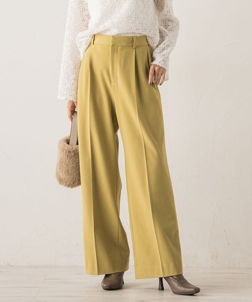 Droite lautreamont（ドロワットロートレアモン）の「両面起毛ストレッチパンツ≪洗濯機で洗える≫（その他パンツ・レディース・ベージュ/イエロー/オフホワイト/ブラック/ブラック系その他/チャコールグレー/ブラウン・M/S）」の7枚目の写真