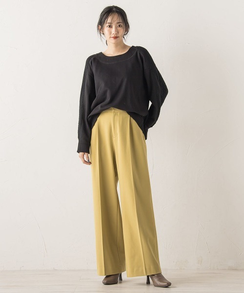 Droite lautreamont（ドロワットロートレアモン）の「両面起毛ストレッチパンツ≪洗濯機で洗える≫（その他パンツ・レディース・ベージュ/イエロー/オフホワイト/ブラック/ブラック系その他/チャコールグレー/ブラウン・M/S）」の9枚目の写真