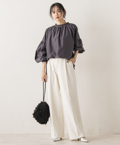 Droite lautreamont（ドロワットロートレアモン）の「両面起毛ストレッチパンツ≪洗濯機で洗える≫（その他パンツ・レディース・ベージュ/イエロー/オフホワイト/ブラック/ブラック系その他/チャコールグレー/ブラウン・M/S）」の12枚目の写真