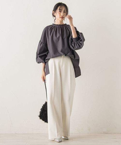 Droite lautreamont（ドロワットロートレアモン）の「両面起毛ストレッチパンツ≪洗濯機で洗える≫（その他パンツ・レディース・ベージュ/イエロー/オフホワイト/ブラック/ブラック系その他/チャコールグレー/ブラウン・M/S）」の13枚目の写真