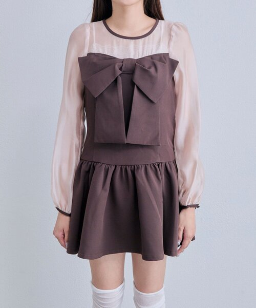 セール】【TwinkleCollection】リボンミニワンピース（ワンピース