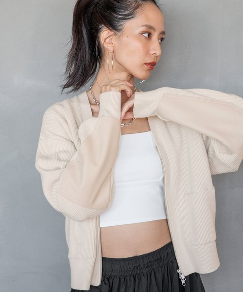 HEREIAM(ヘレイアム)の「【HEREIAM】フロントジップが新鮮。レザーパッチニットカーディガン(カーディガン/ボレロ・レディース・ブラック/アイボリー・FREE)」の19枚目の写真