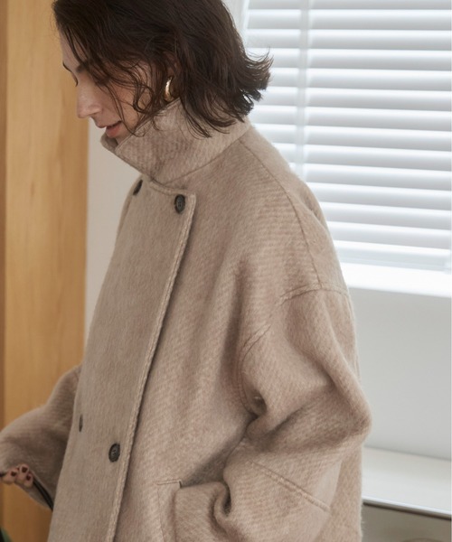 ANGIE（アンジー）の「マルチWAY シャギーミドルコート（ピーコート・レディース・グレー/杢グレー/ブラウン/ベージュ・FREE）」の4枚目の写真