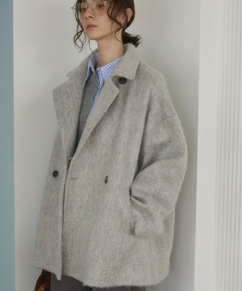 ANGIE（アンジー）の「マルチWAY シャギーミドルコート（ピーコート・レディース・グレー/杢グレー/ブラウン/ベージュ・FREE）」の3枚目の写真